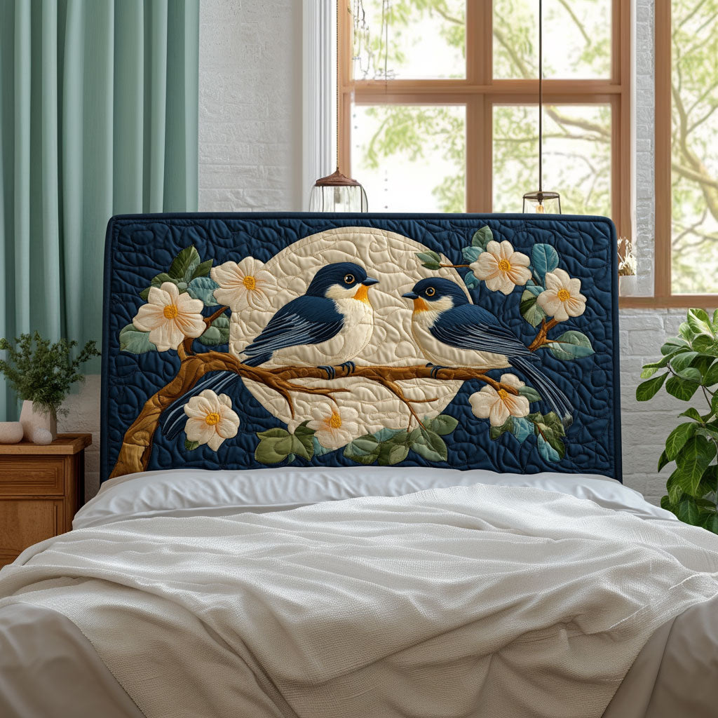 Floral Haven Bluebirds KL1301030CL Quilted Headboard Slipcover