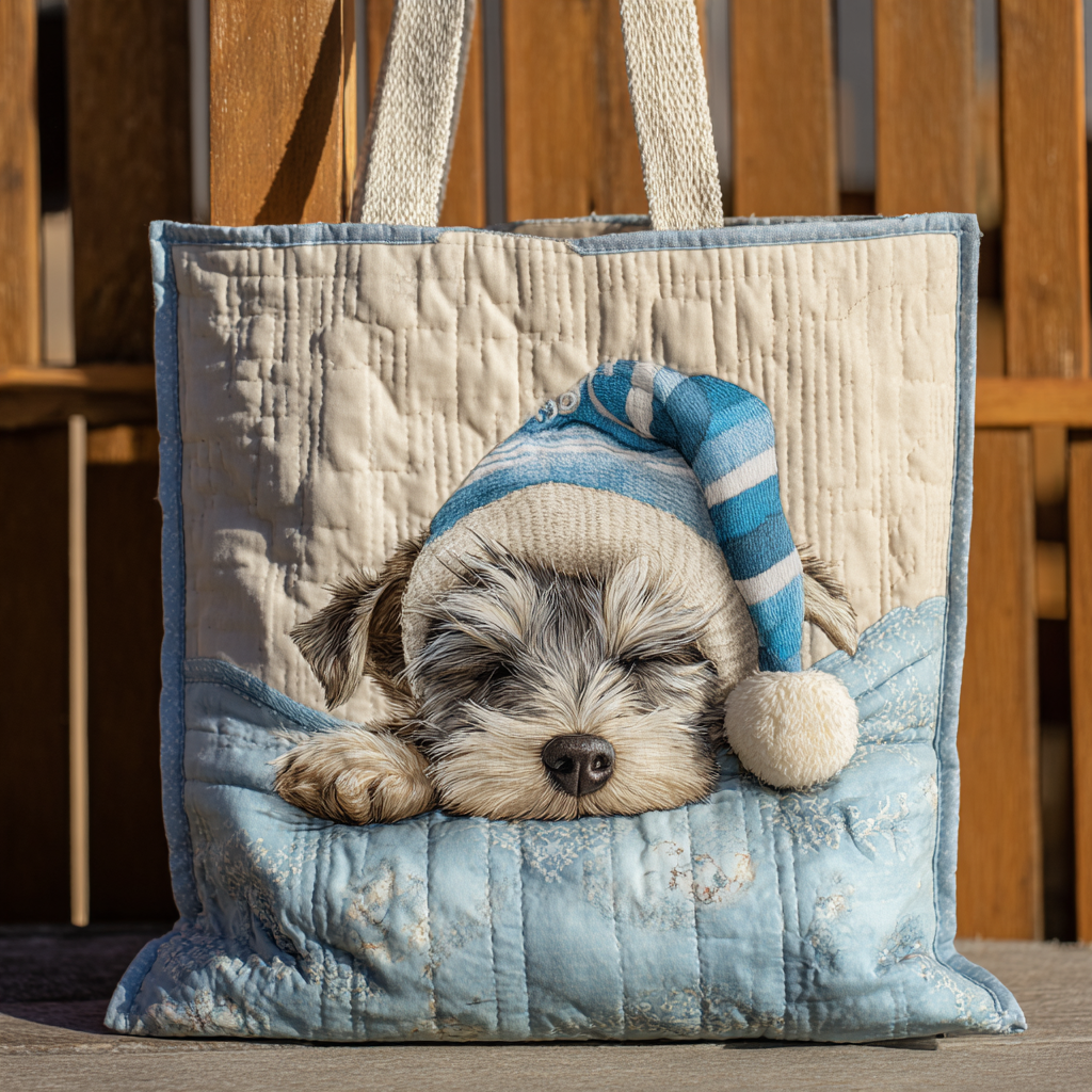 Sleeping Schnauzer XR0212050CL Quilted Tote Bag