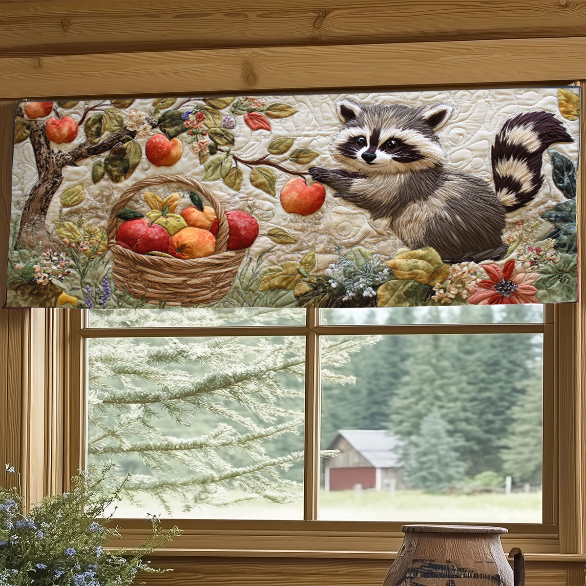 Red Apple Mischief WJ1606033CL Quilted Valance