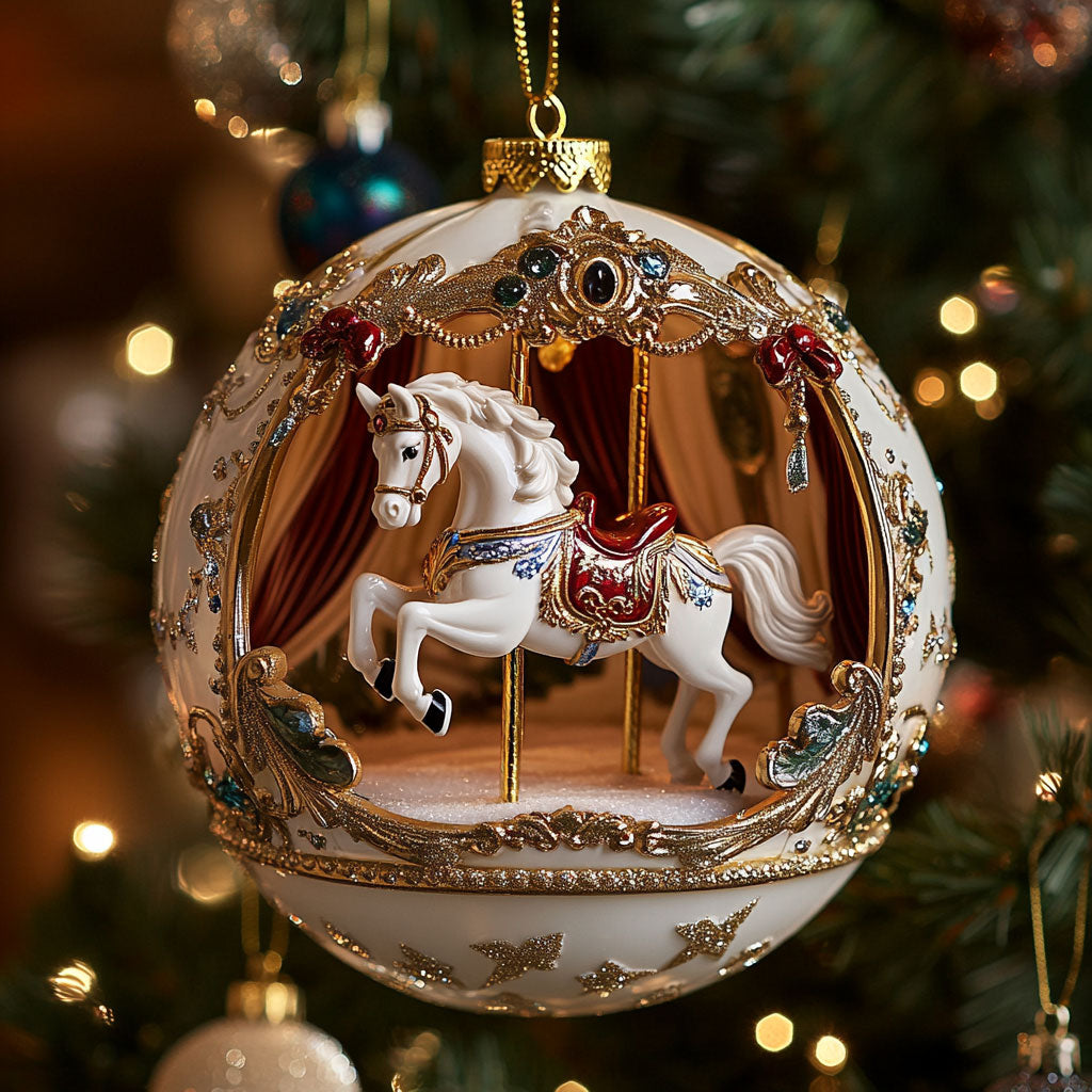 Twinkling Carousel Horse CW2611033CL Christmas Ornament