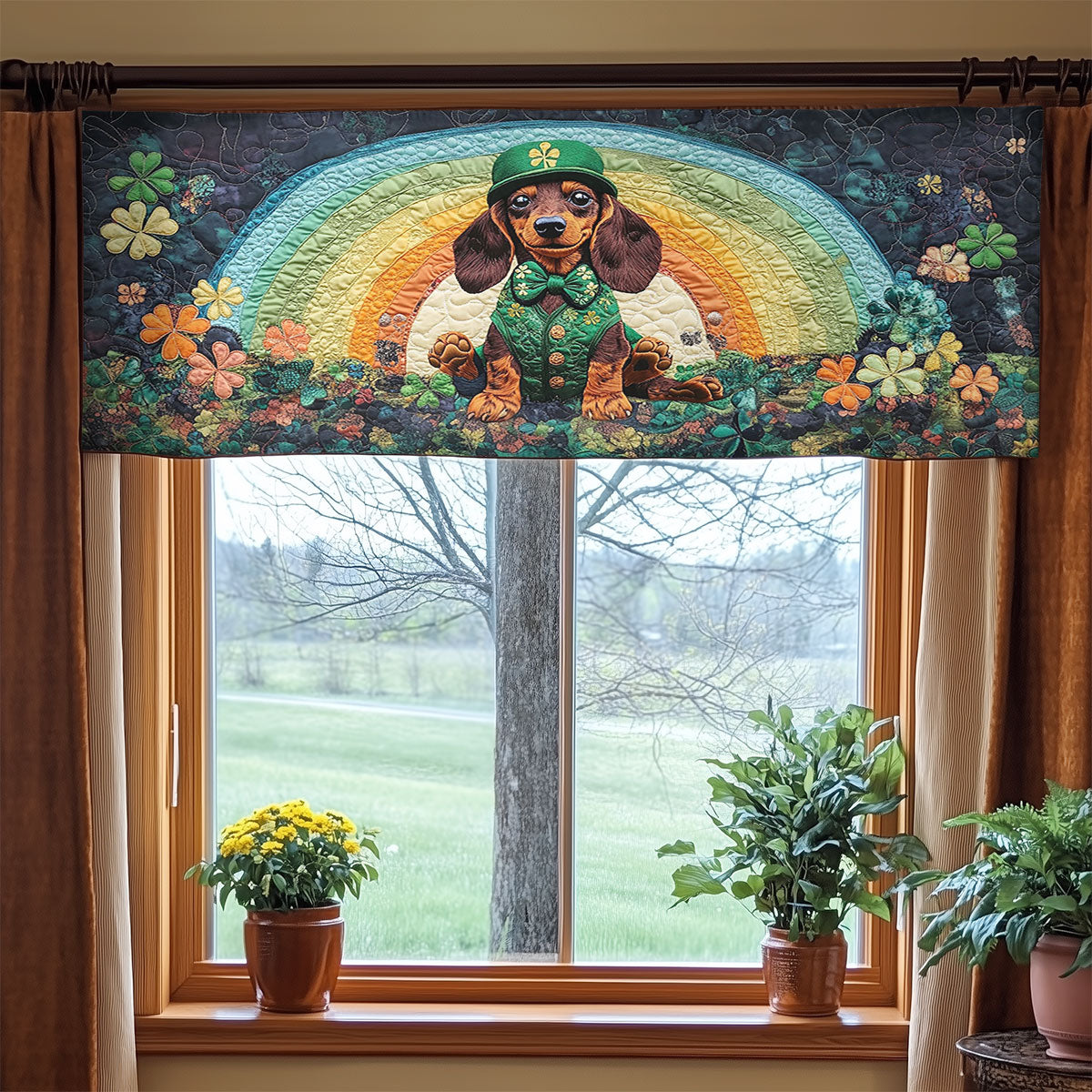 Spring Dachshund WN0907070CL Quilted Valance