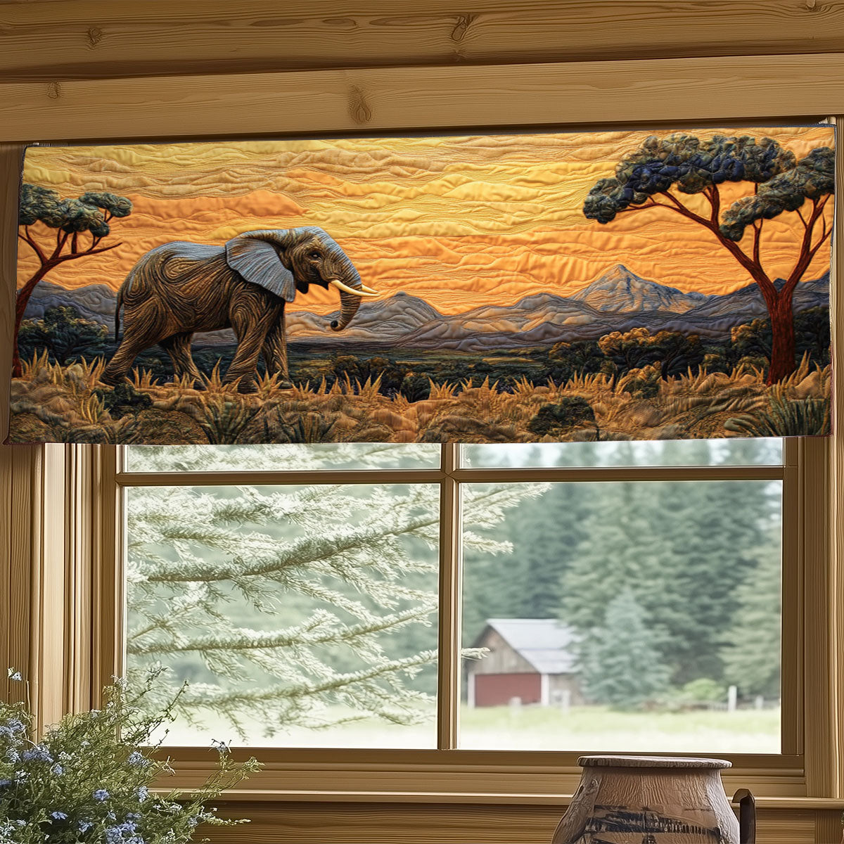 Majestic Elephant WJ0605013CL Quilted Valance
