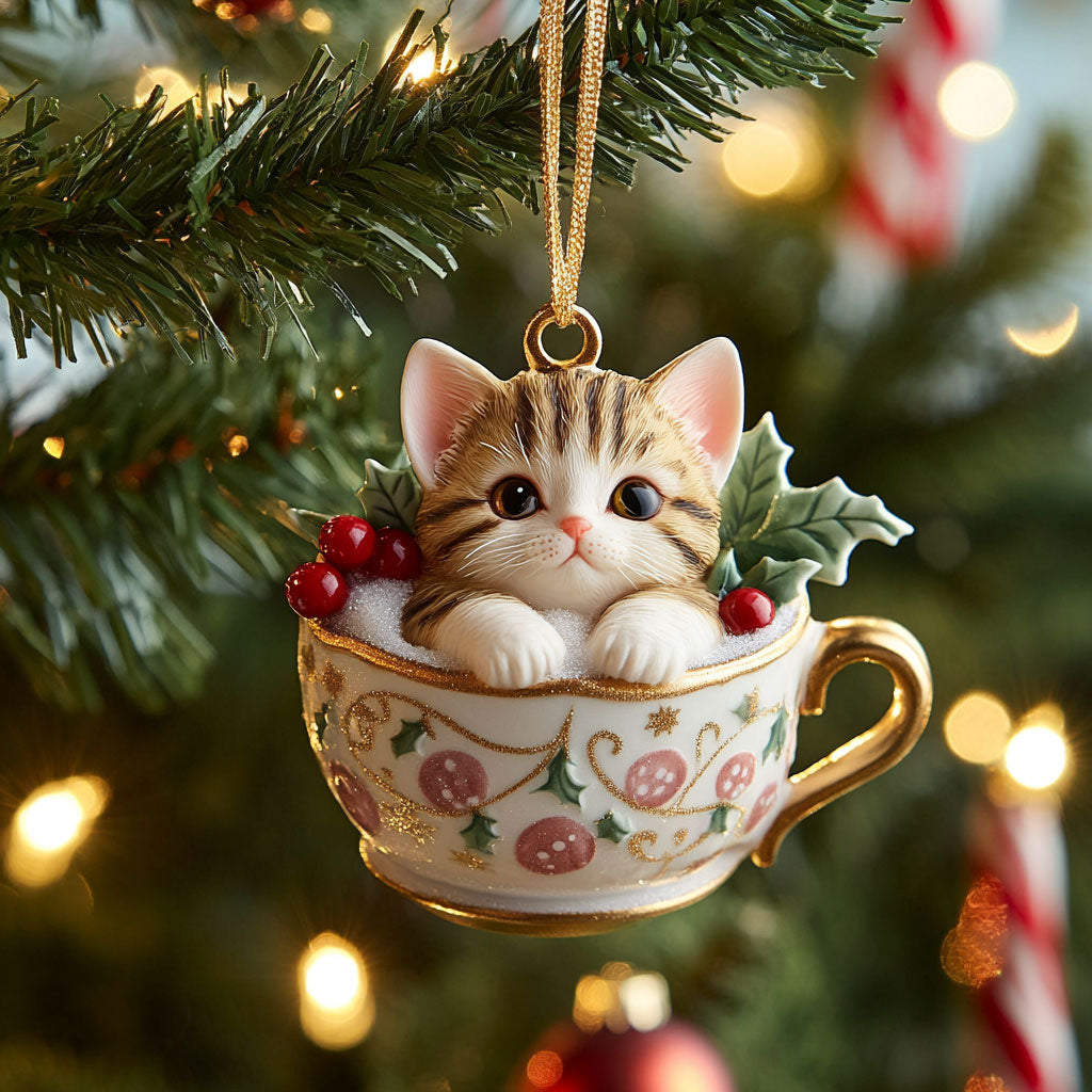 Teacup Kitty CP0312019CL Christmas Ornament