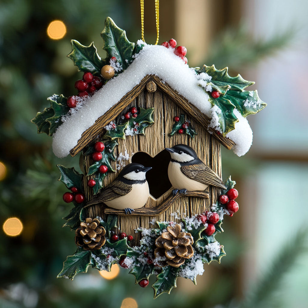 Winter Cabin Chickadee WN2210065CL Christmas Ornament