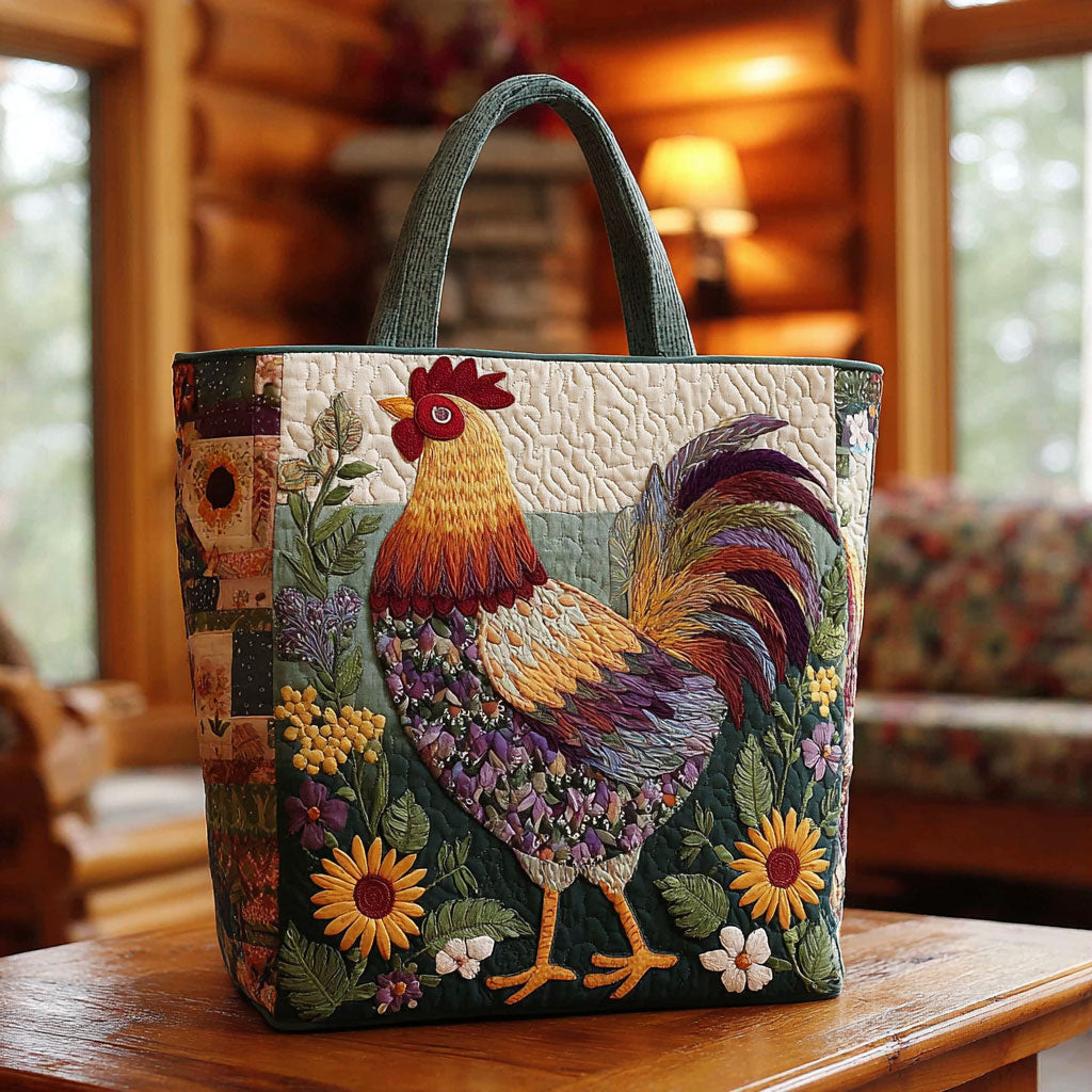 Chicken Floral KL0412032CL Quilted Tote Bag
