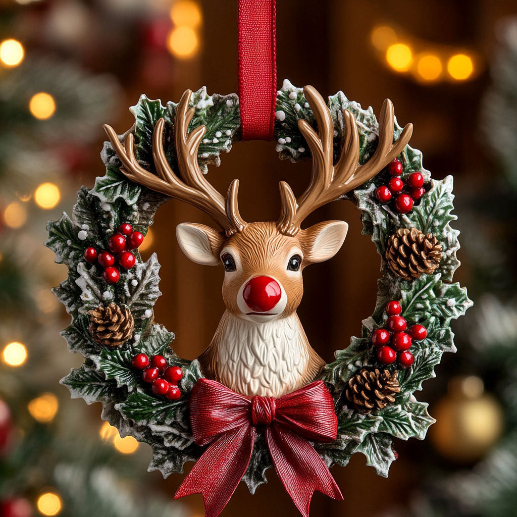 Whimsical Reindeer Wreath Ornament XK1510008CL Christmas Ornament