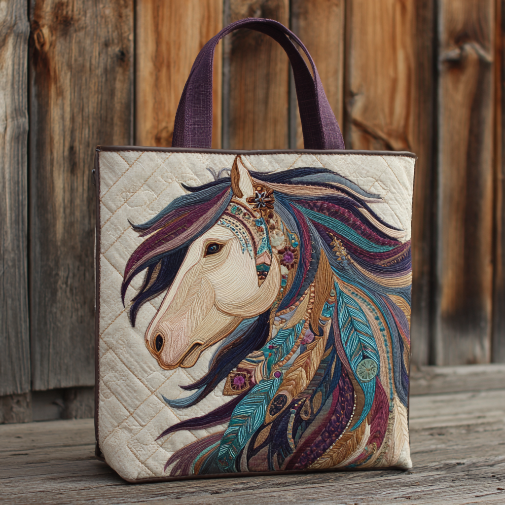 Tribal Horse XR0212032CL Quilted Tote Bag