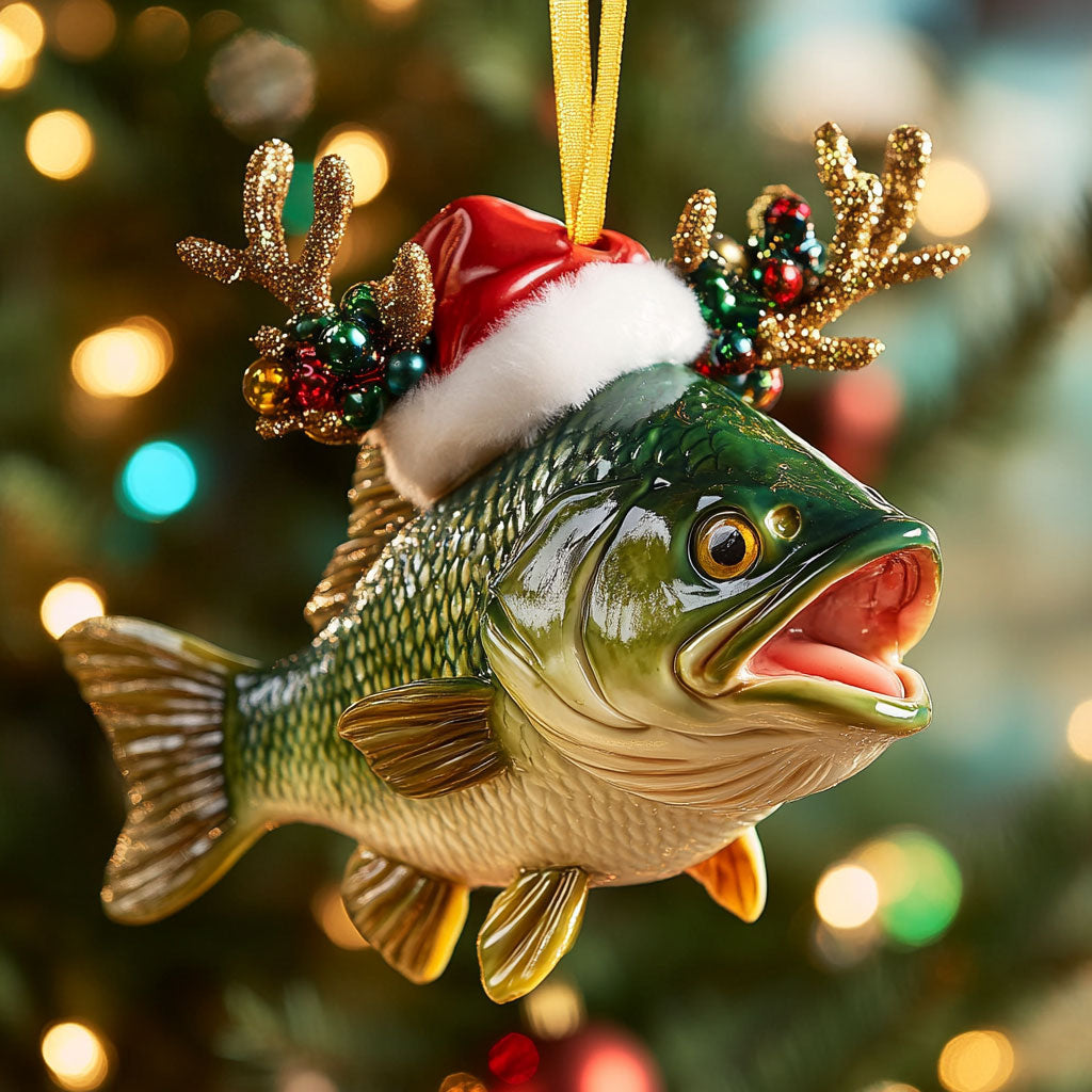 Holly Star Fishing WN0411054CL Christmas Ornament