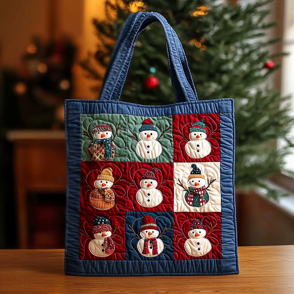 Snowman Friends QA0112031CL Quilted Tote Bag