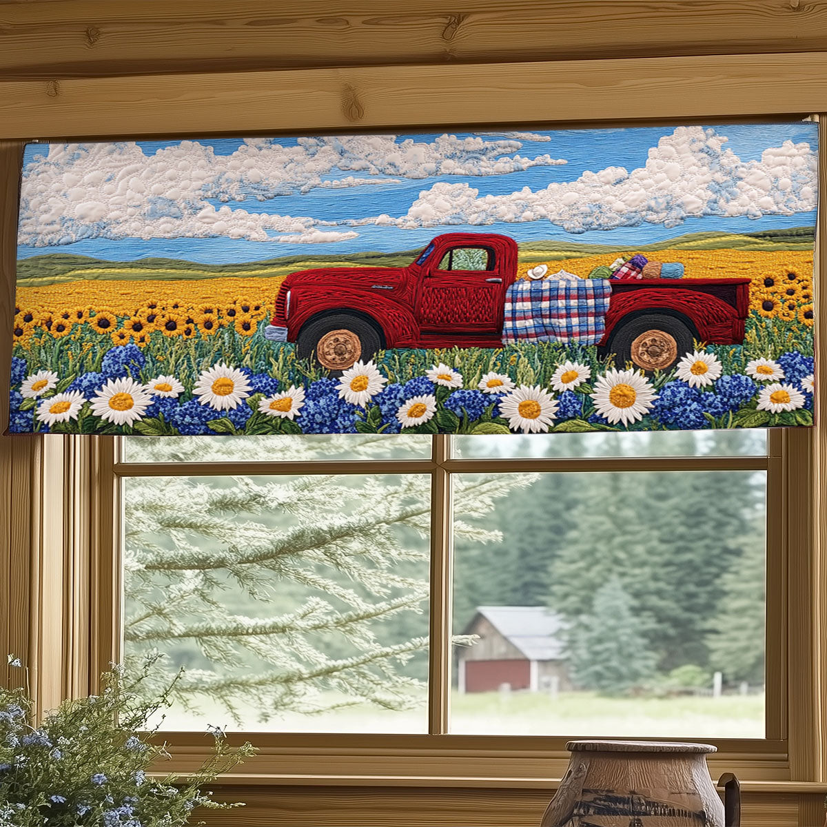 Sunflower Truck Day WJ1406034CL Quilted Valance