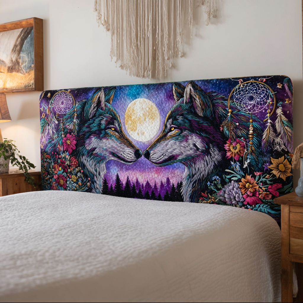 Majestic Wolves XR3112007CL Quilted Headboard Slipcover