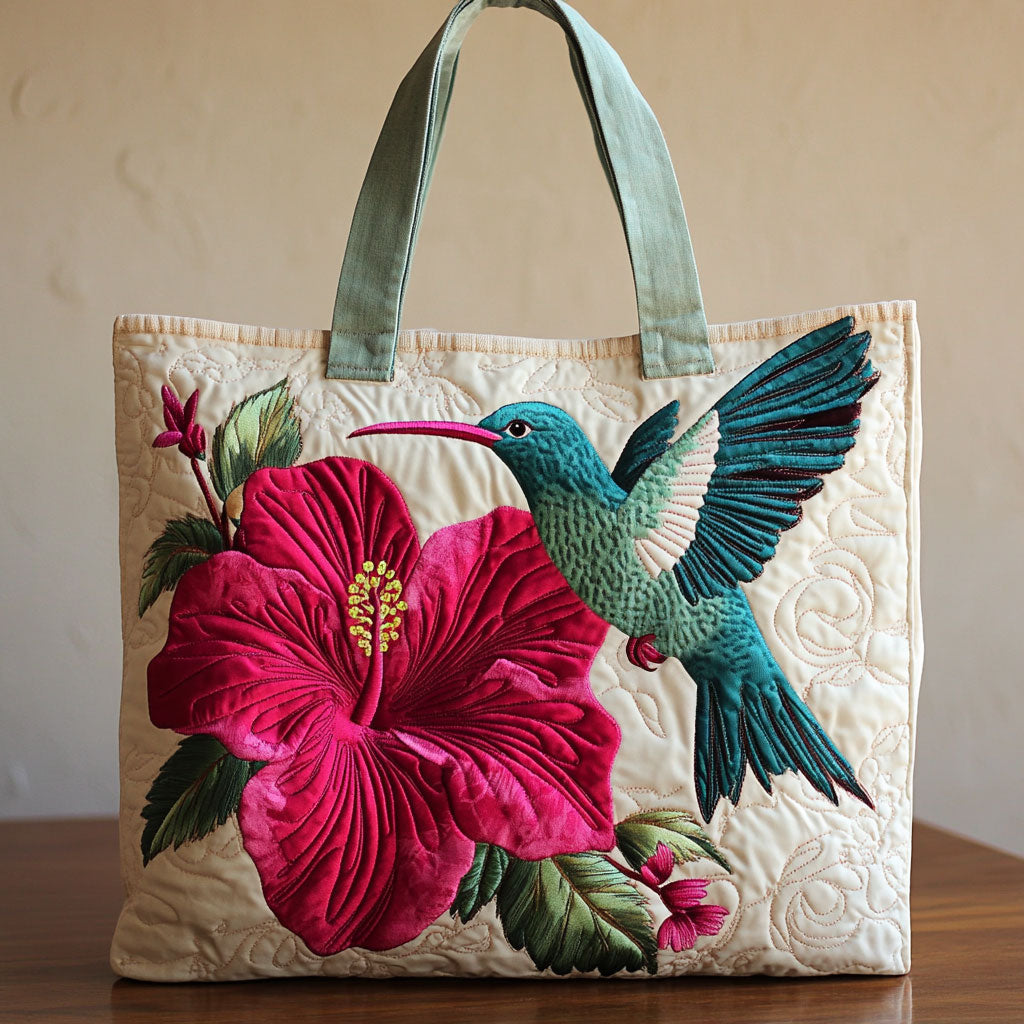 Hibiscus Hummer CP0312196CL Quilted Tote Bag