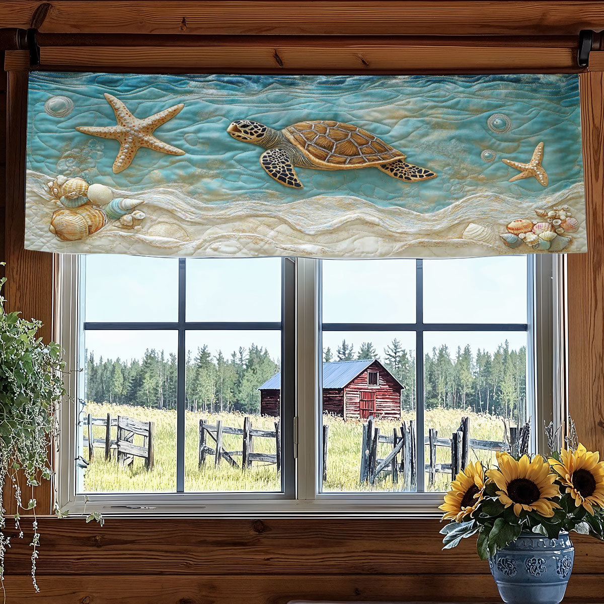 Seaside Turtle WN2003053CL Quilted Valance