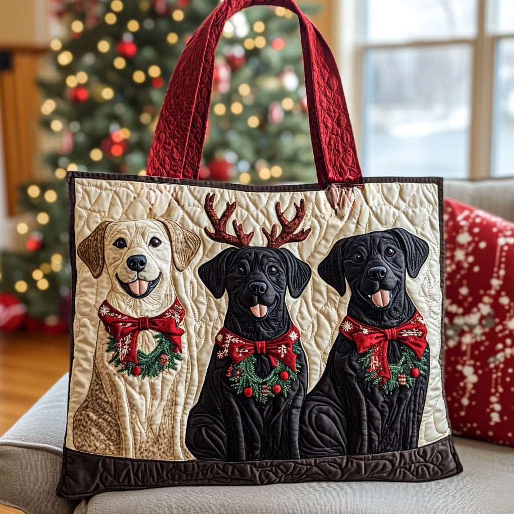 Christmas Labrador Trio WN1710005CL Quilted Tote Bag