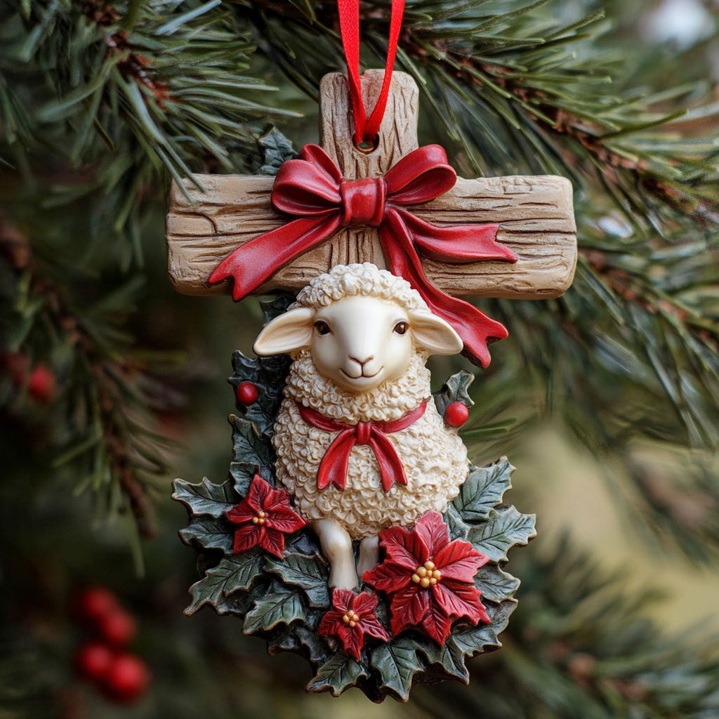 Cross Of Grace Sheep WN3010019CL Christmas Ornament