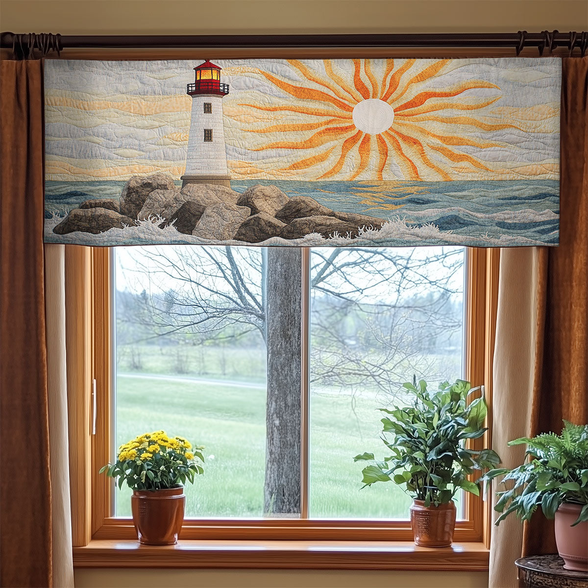 Sunrise Lighthouse WN0408071CL Quilted Valance