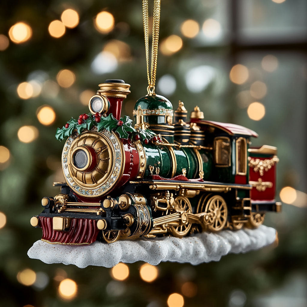 Holly Train WN2611026CL Christmas Ornament