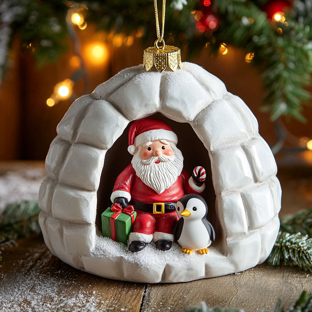 Santa Penguin Igloo CW2311025CL Christmas Ornament