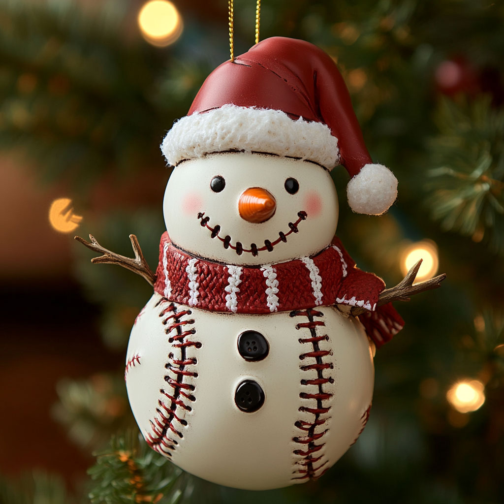 Baseball Snowman CW2311013CL Christmas Ornament