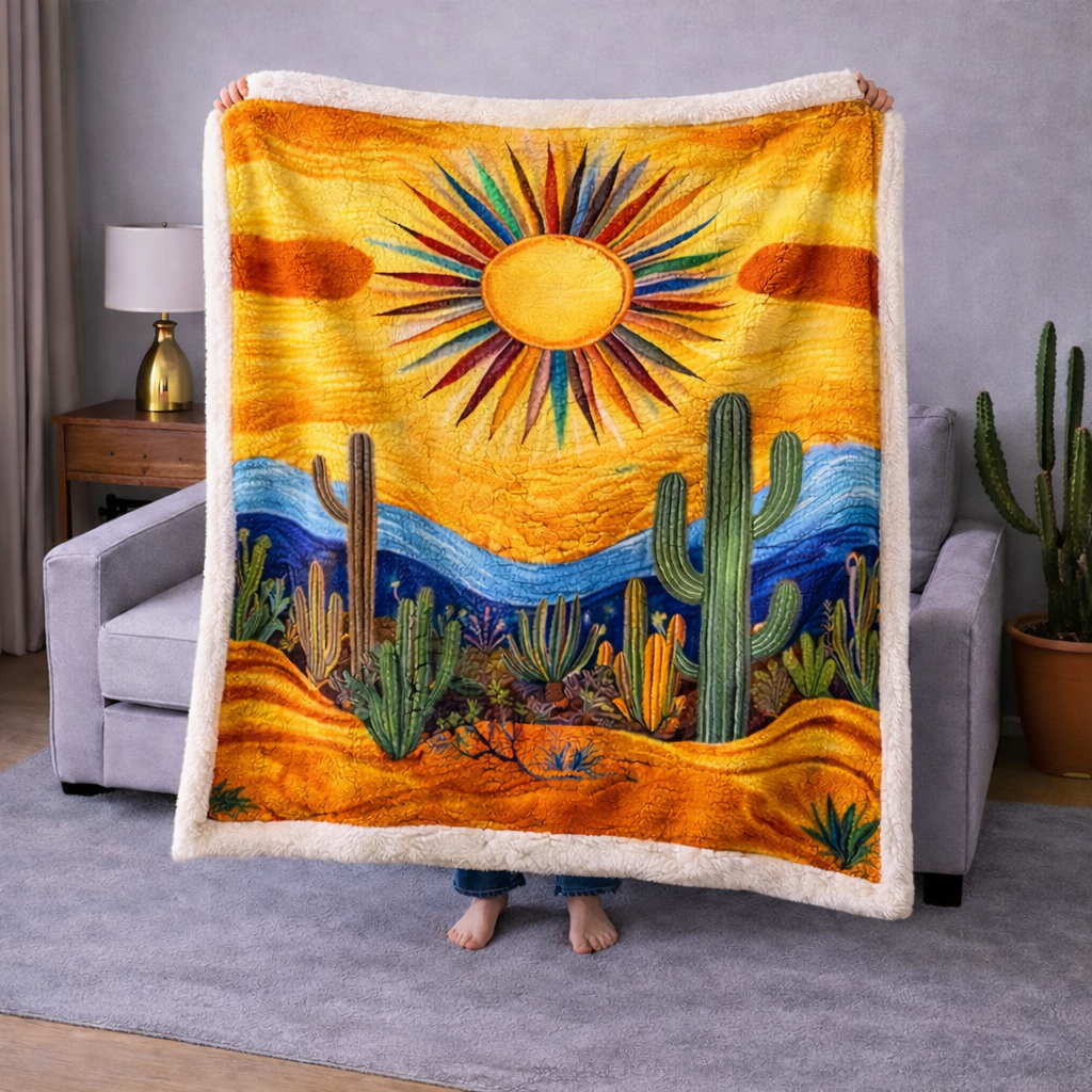 Desert Cactus QA3001007CL Faux Fur Throw Blanket