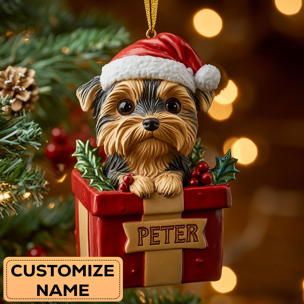 Yorkie Love CW2110033CL Personalized Christmas Ornament