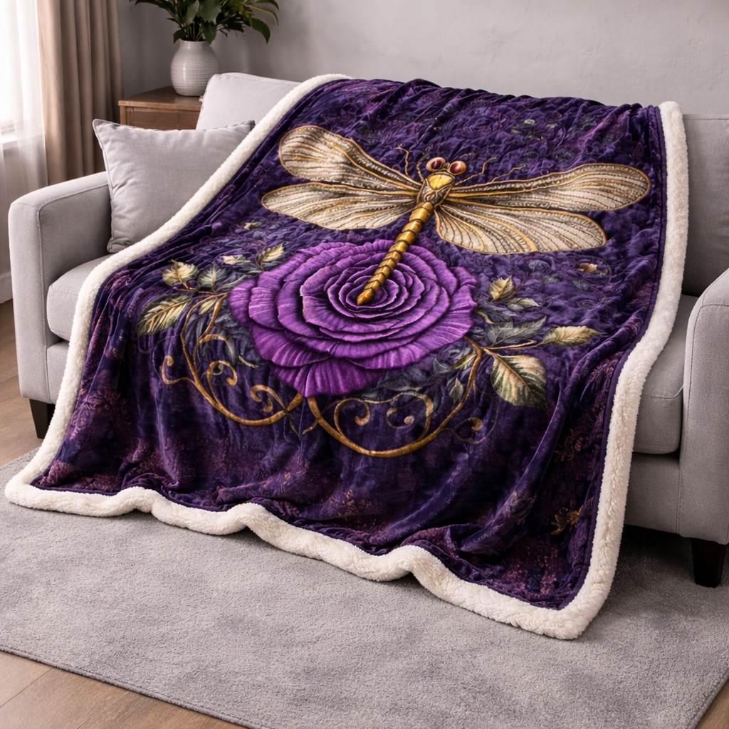 Violet Rose Dragonfly QA3001004CL Faux Fur Throw Blanket