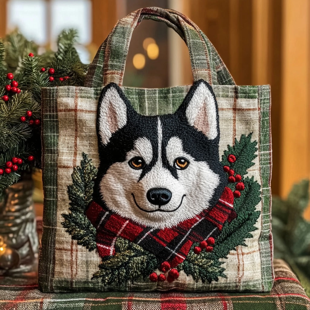 Winter Snuggle Husky XR3010023CL Quilted Tote Bag
