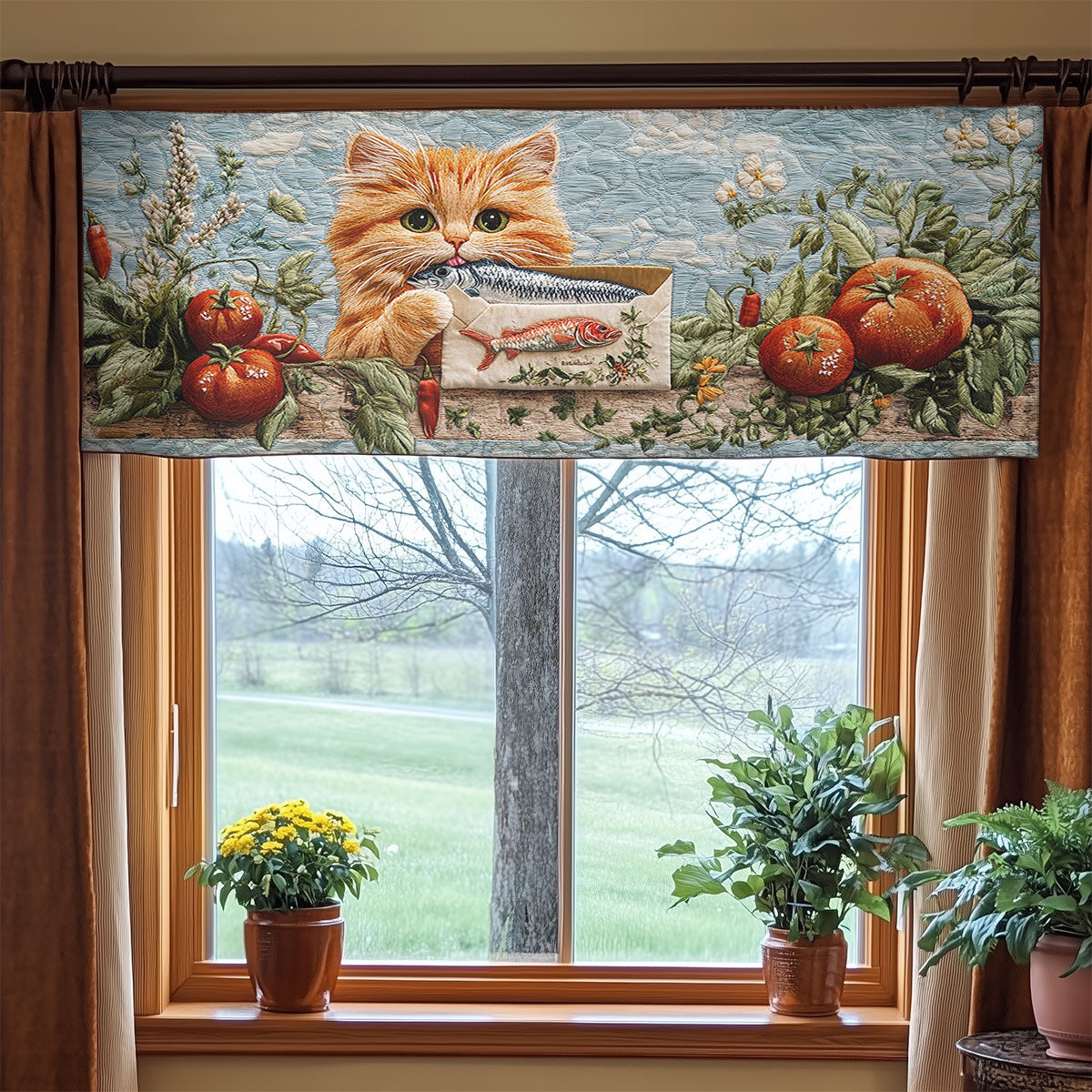 Spice Cat Delight WN3006069CL Quilted Valance