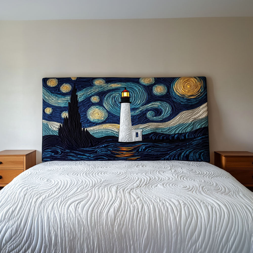 Starry Night Lighthouse QA0601017CL Quilted Headboard Slipcover