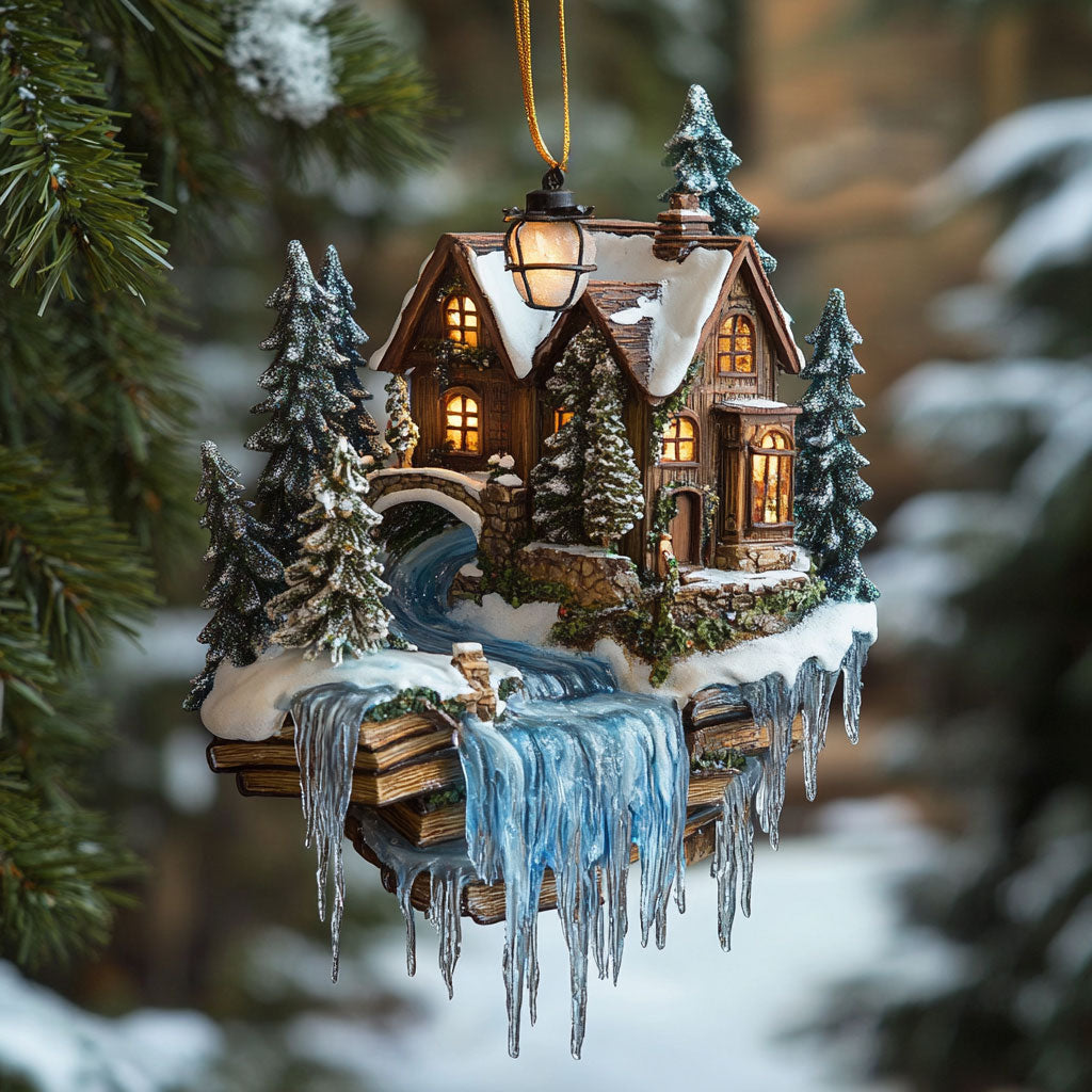 Enchanted Book Cabin WN0412026CL Christmas Ornament