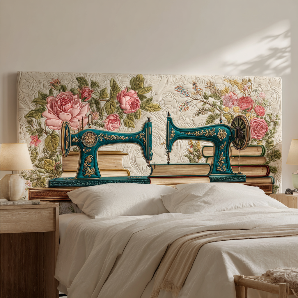 Antique Sewing Machine XR2912017CL Quilted Headboard Slipcover