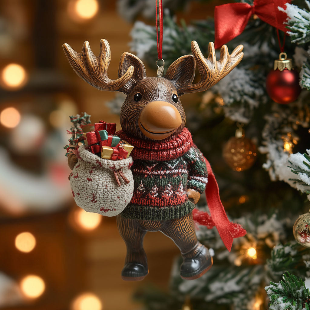 Plaid Scarf Moose Gift LT2210016CL Christmas Ornament