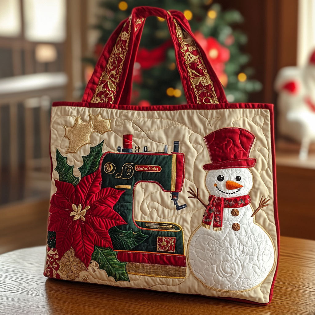 Sparkle Snowman Sewing Machine WN2010068CL Quilted Tote Bag