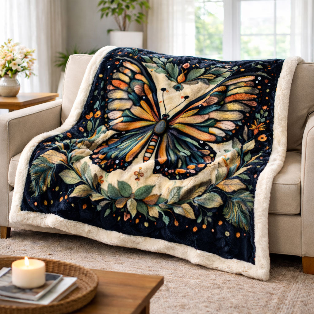 Botanical Butterfly KL0302005CL Faux Fur Throw Blanket