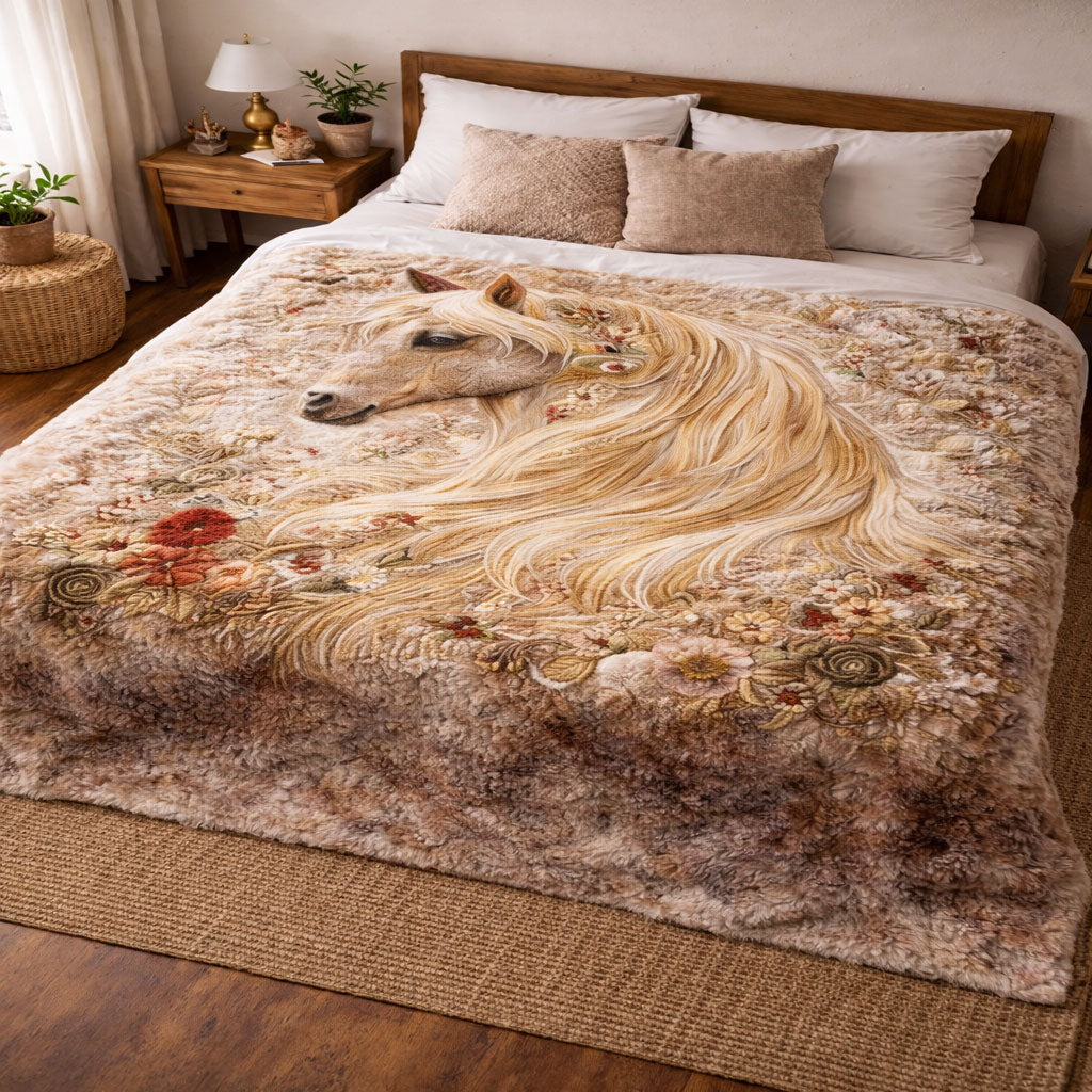 Flower Horse WJ2801002CL Faux Fur Throw Blanket