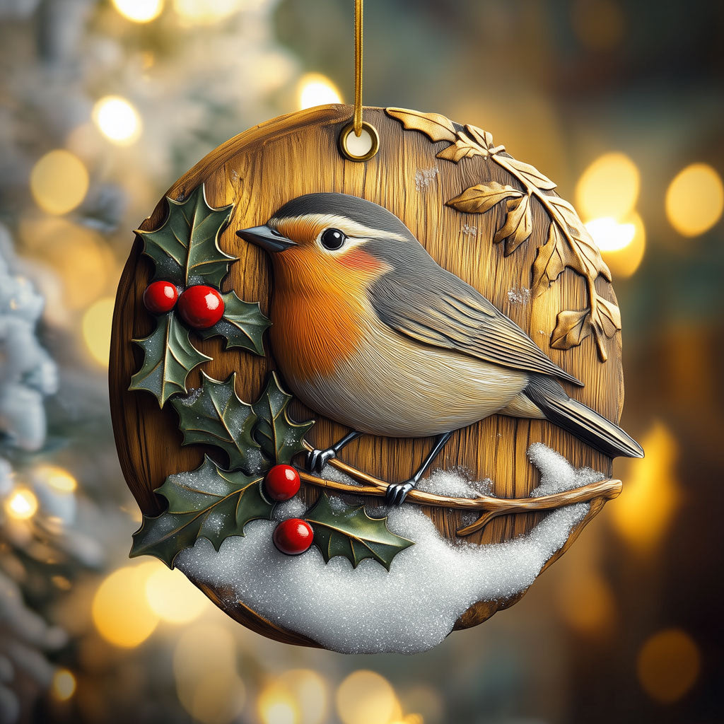 Rustic Robin Medallion LT2210032CL Christmas Ornament