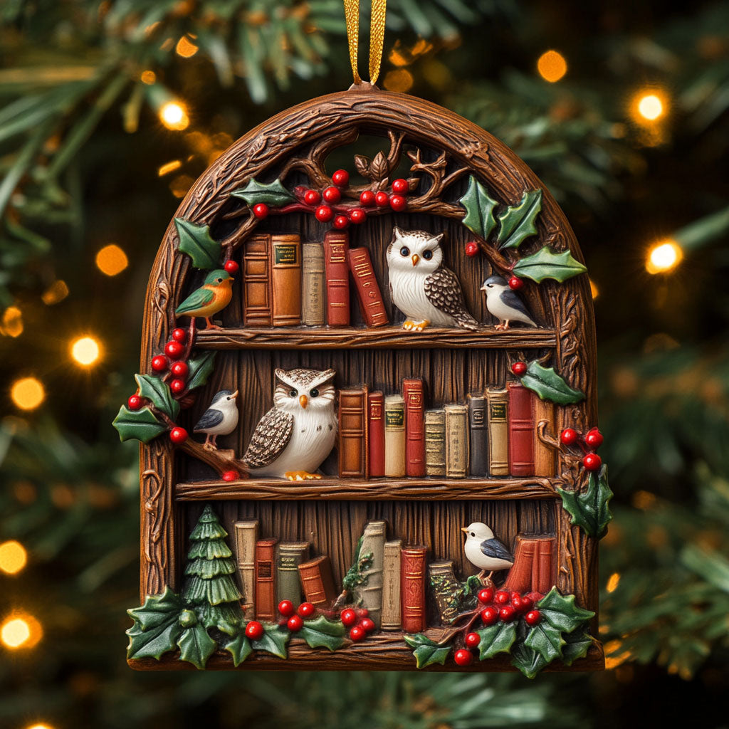 Library Owl WN2711028CL Christmas Ornament