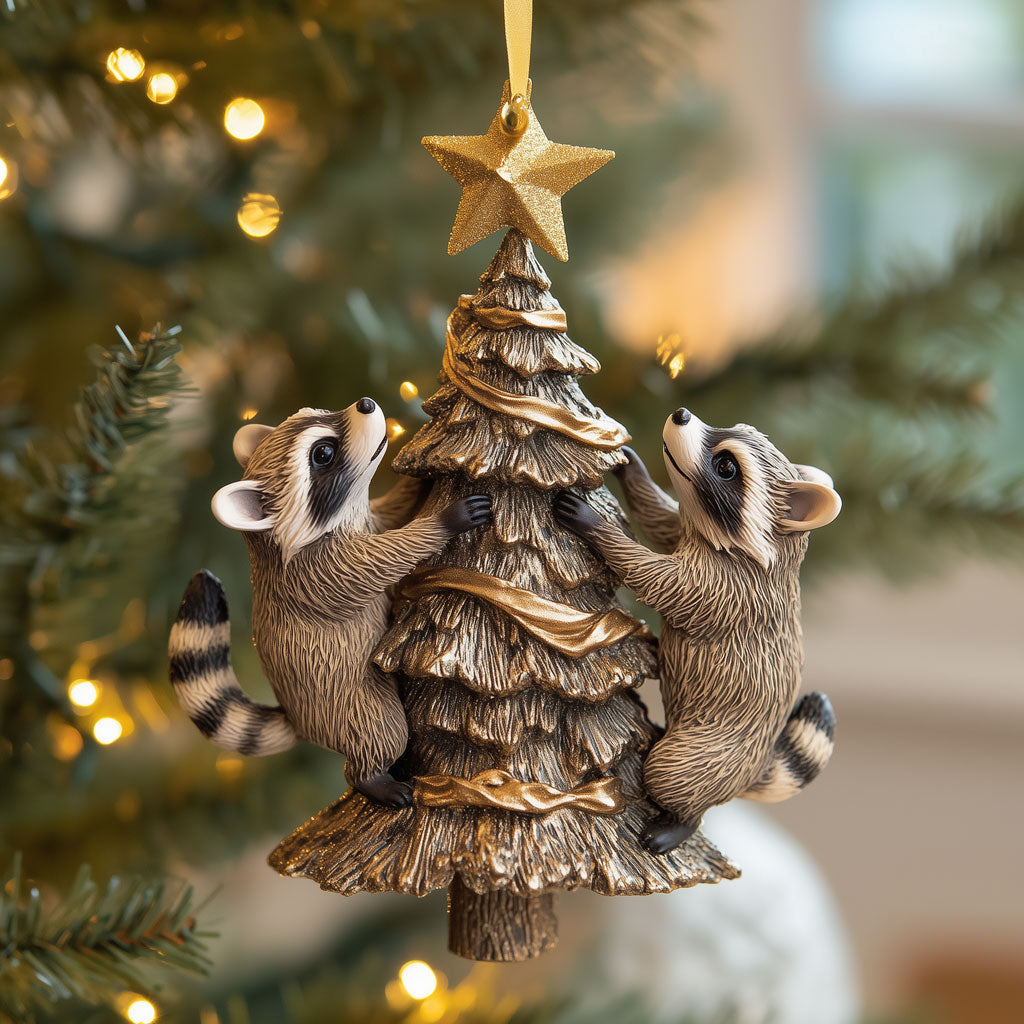 Teamwork Raccoon Tree LT2110024CL Christmas Ornament