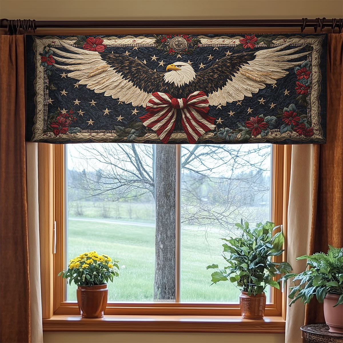 Bald Eagle Garland WN1206019CL Quilted Valance