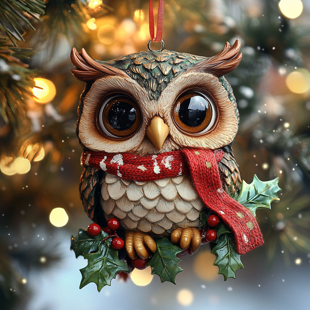 Owl Festive Scarf WN1112048CL Christmas Ornament
