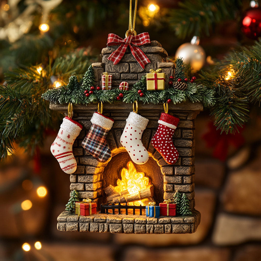 Fireplace Stocking CW0311041CL Christmas Ornament