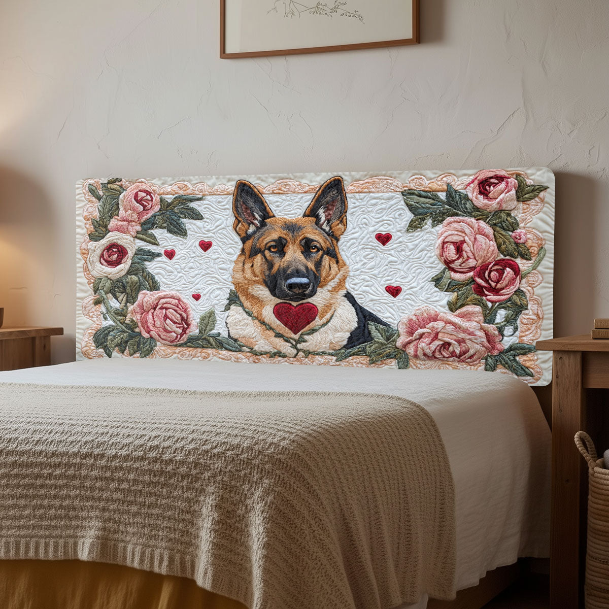 German Shepherd Love CW2012018CL Quilted Headboard Slipcover