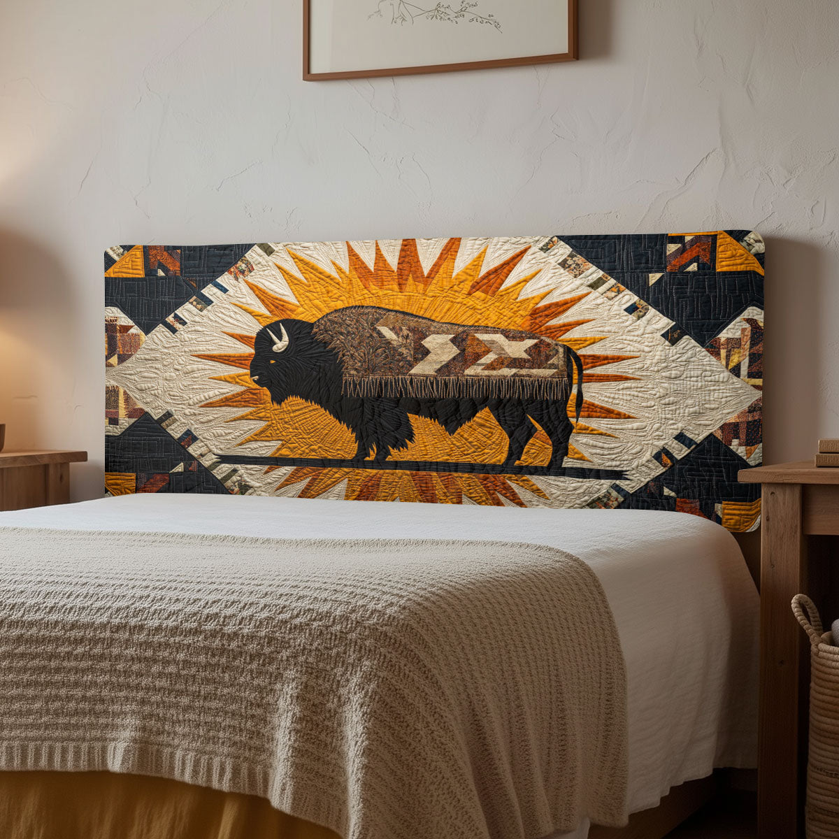 Native American Bison CW1212028CL Quilted Headboard Slipcover