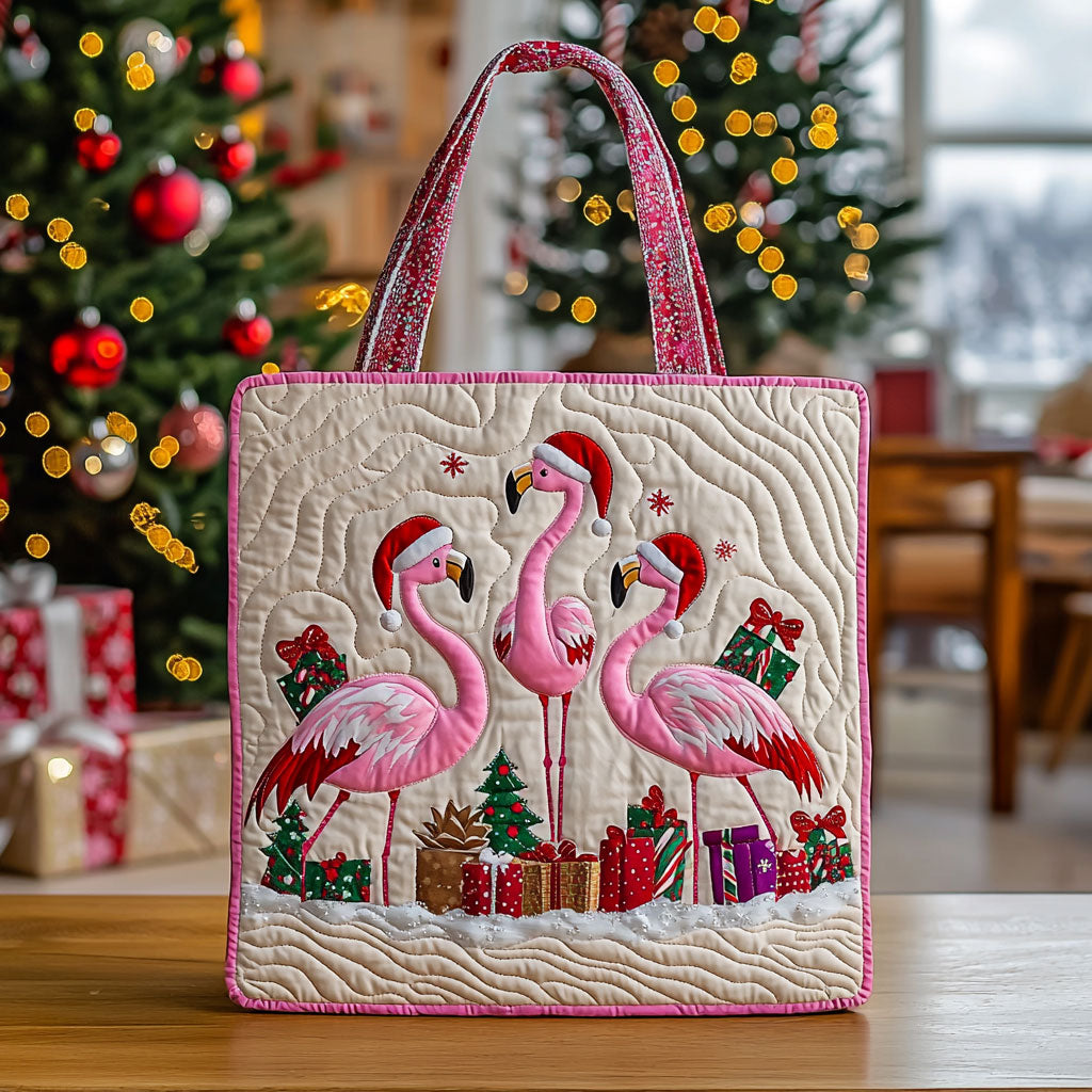 Christmas Flamingo QA0412031CL Quilted Tote Bag