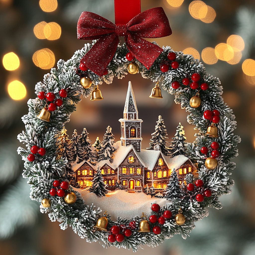 Wreath Winter Cottage WN2611037CL Christmas Ornament