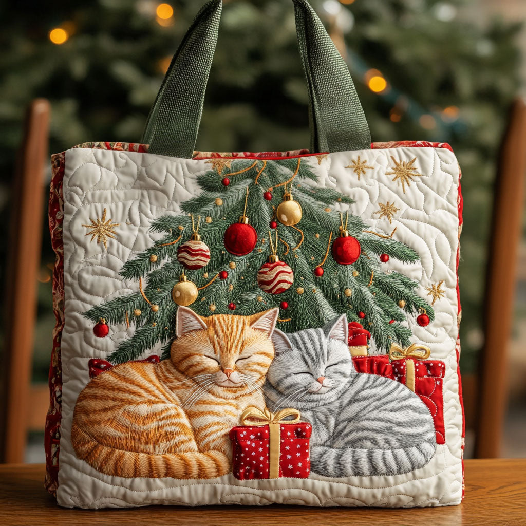 Christmas Feline CP3010041CL Quilted Tote Bag