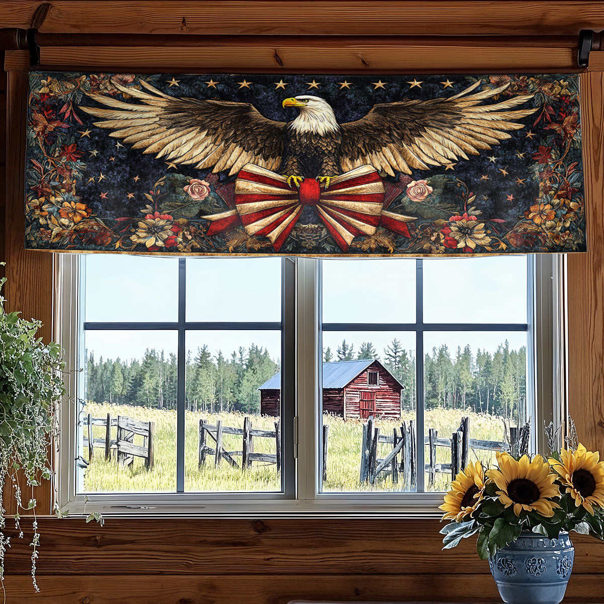 Bald Eagle Wings Of Honor WN1206054CL Quilted Valance