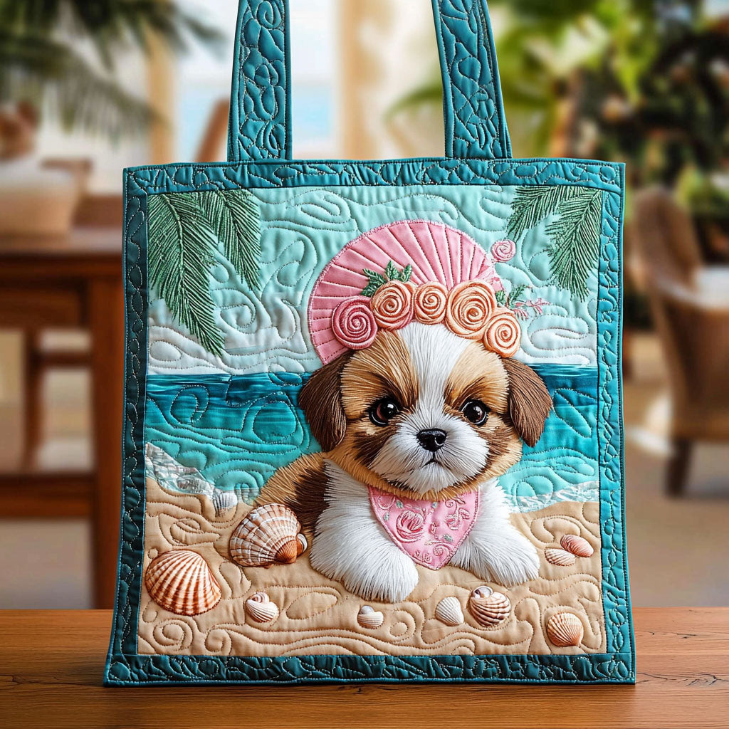 Graceful Shih Tzu QA1112037CL Quilted Tote Bag