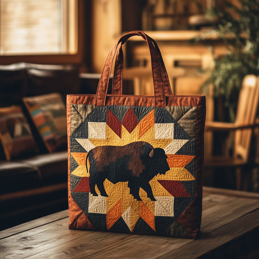 Tribal Horizon Bison KL1512009CL Quilted Tote Bag