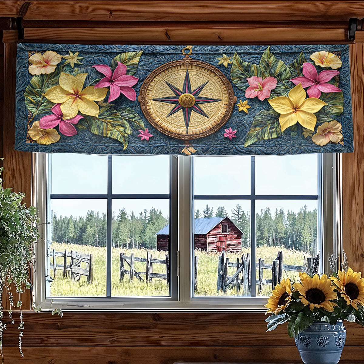 Ocean Compass WN0207079CL Quilted Valance